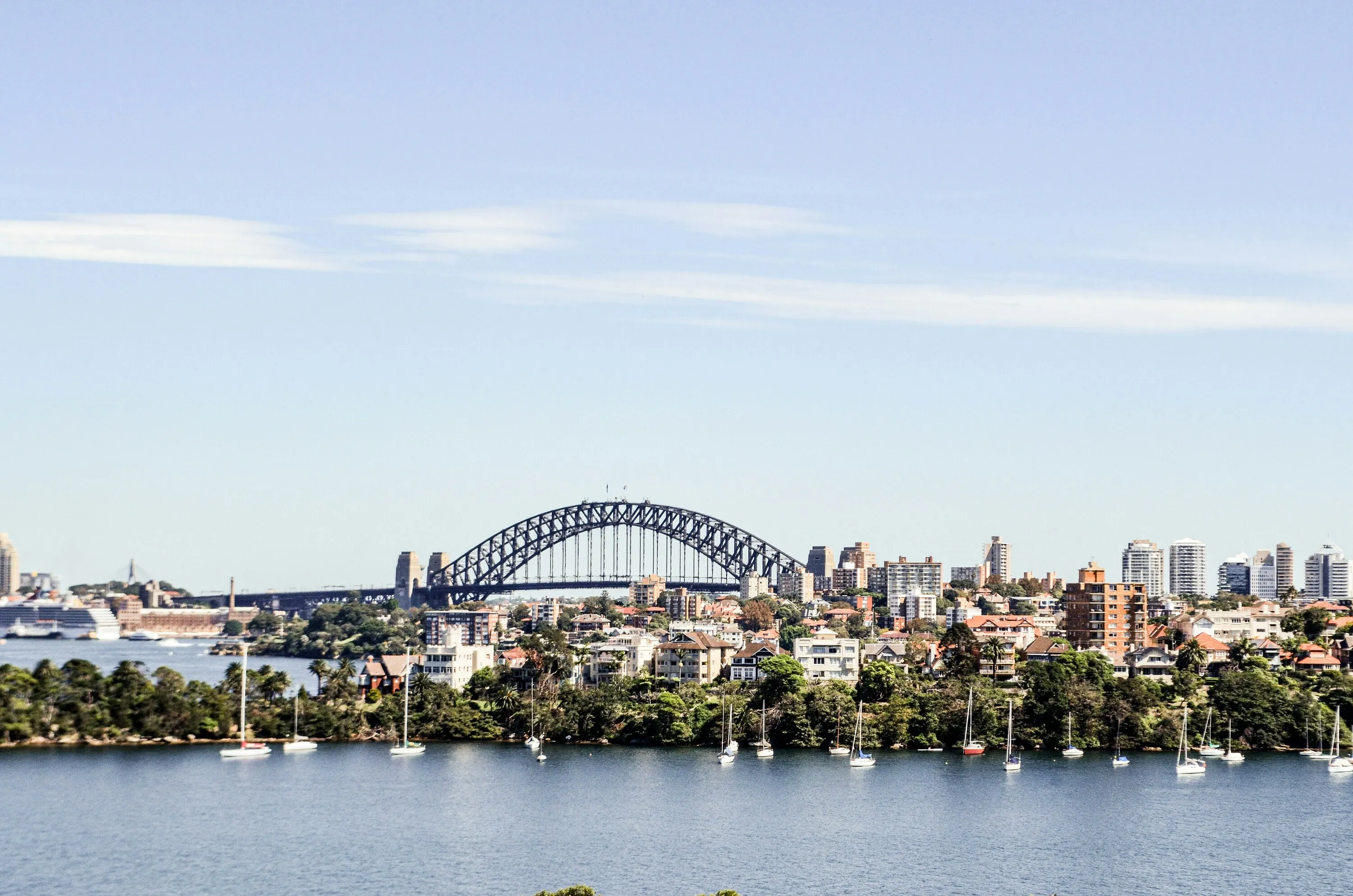 Sydney skyline under blue sky