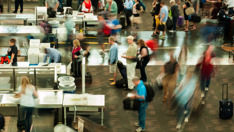 TSA security line at Denver International Airport