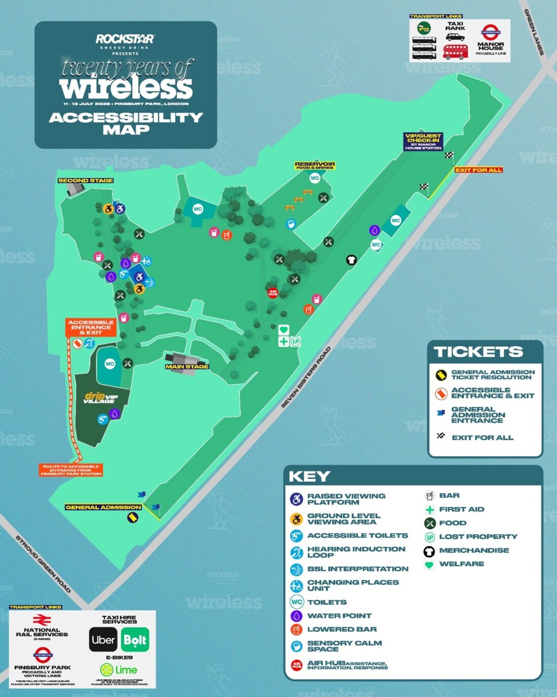 Map of Wireless Festival at Finsbury Park 2025