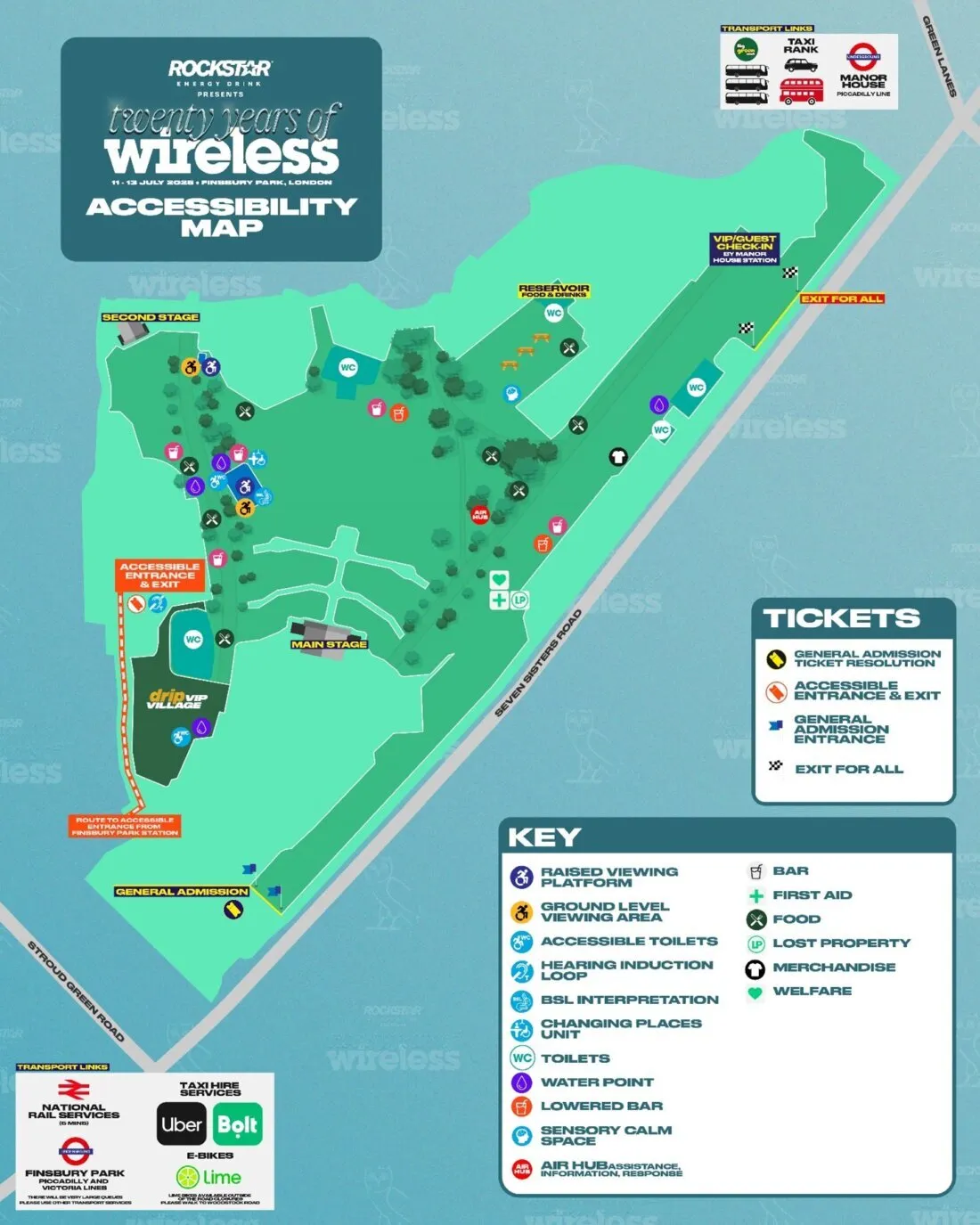 Map of Wireless Festival at Finsbury Park 2025
