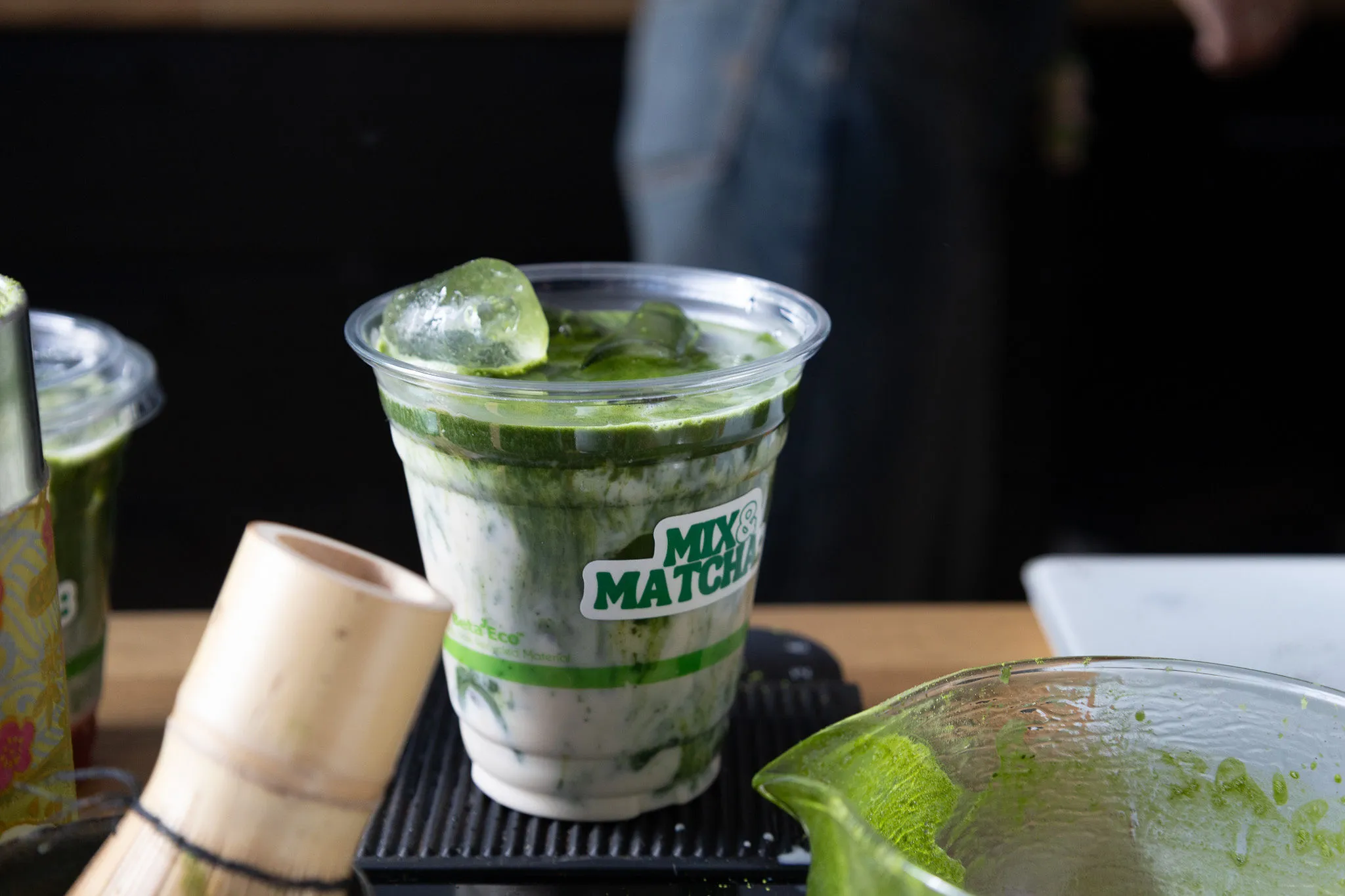 An iced matcha.