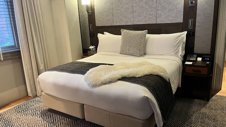Hotel room with king bed