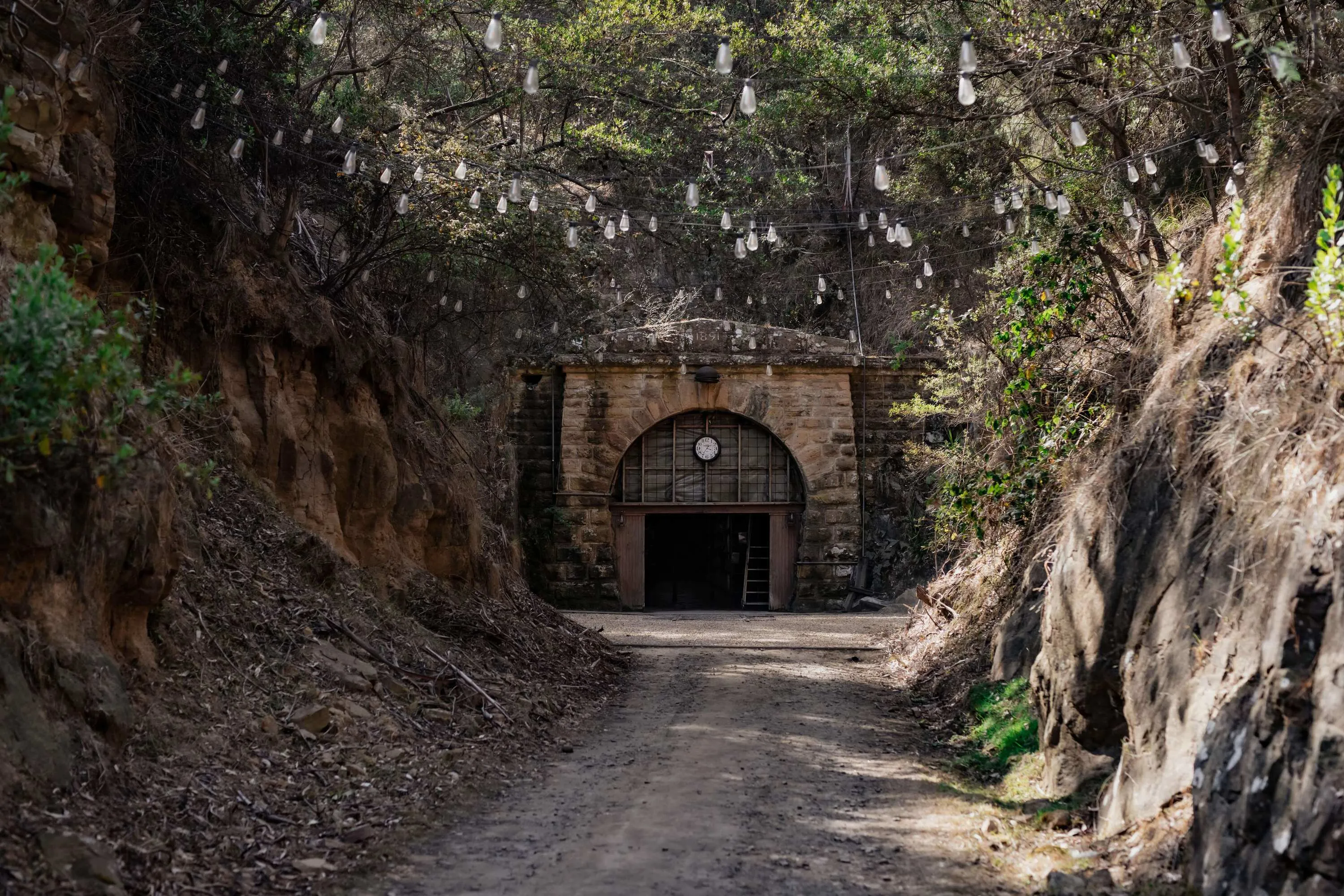 Walkway leading to an underground tunnel