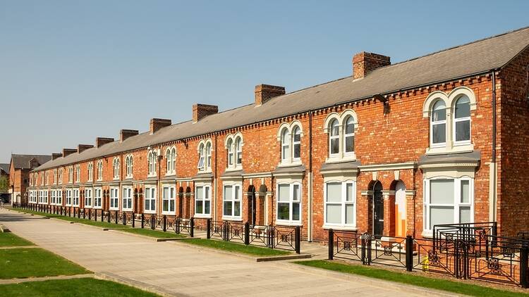 Row of terraced houses in Middlesbrough, England