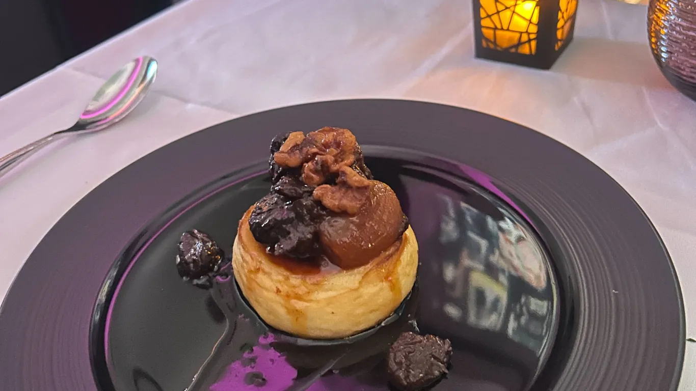 The Basque cheesecake in Qatar Airways' Qsuite.