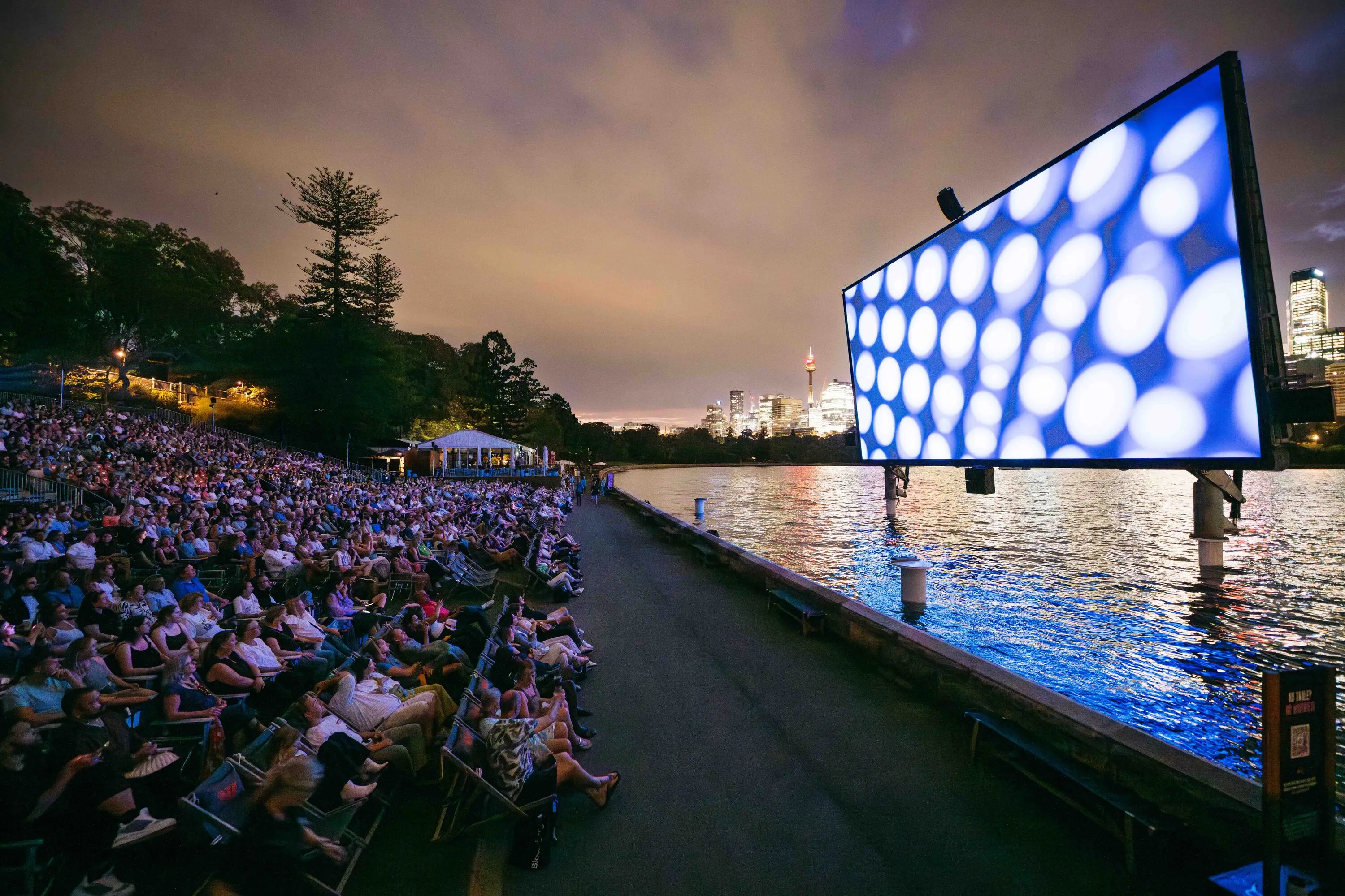 Outdoor cinema at night
