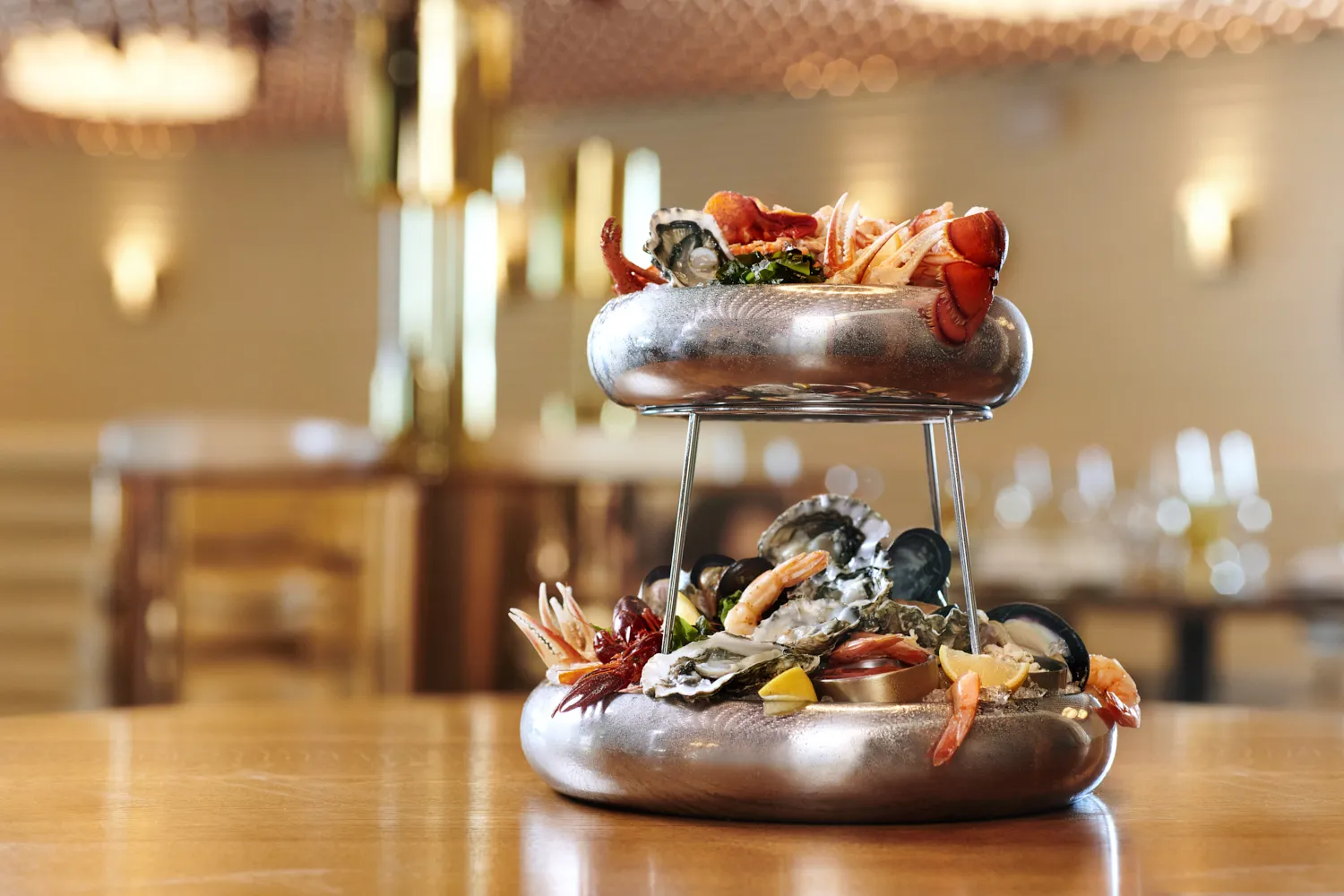 A two-tired seafood tower