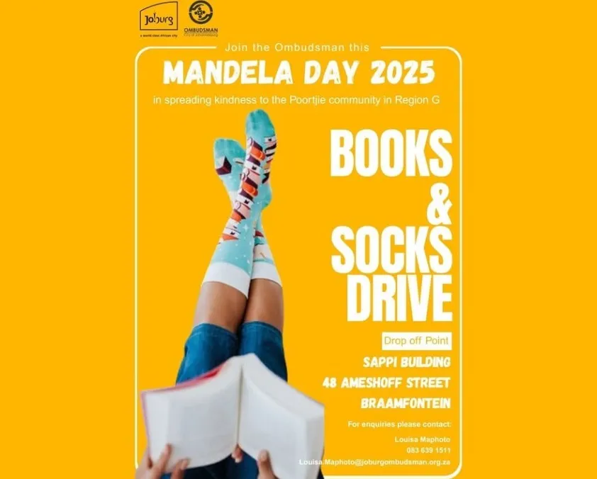 Nelson Mandela Day books and socks drive
