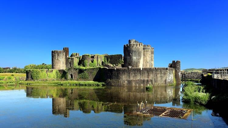 Caerphilly Castle in south Wales