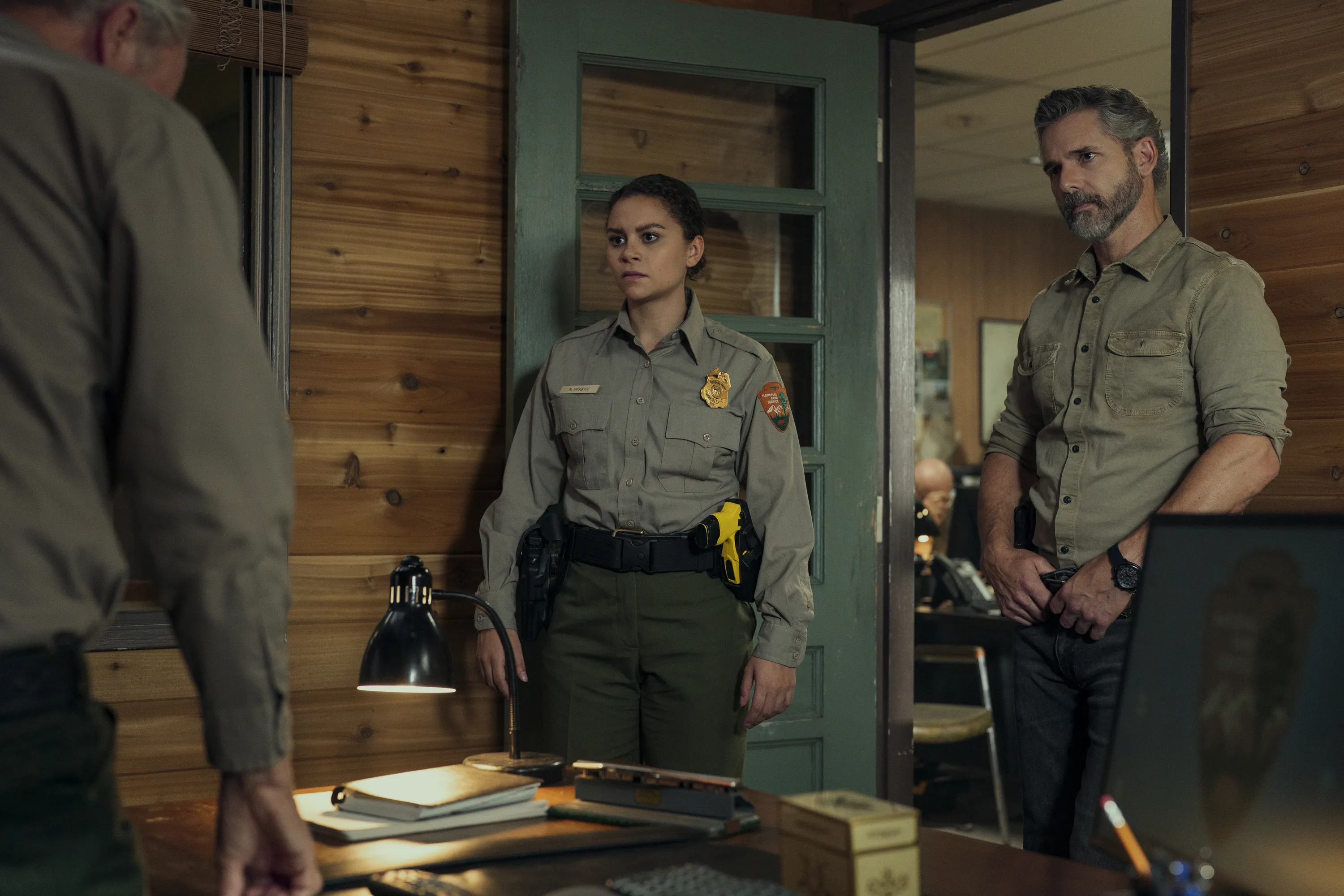 | (L to R) Lily Santiago as Naya Vasquez, Eric Bana as Kyle Turner in episode 105 of Untamed.