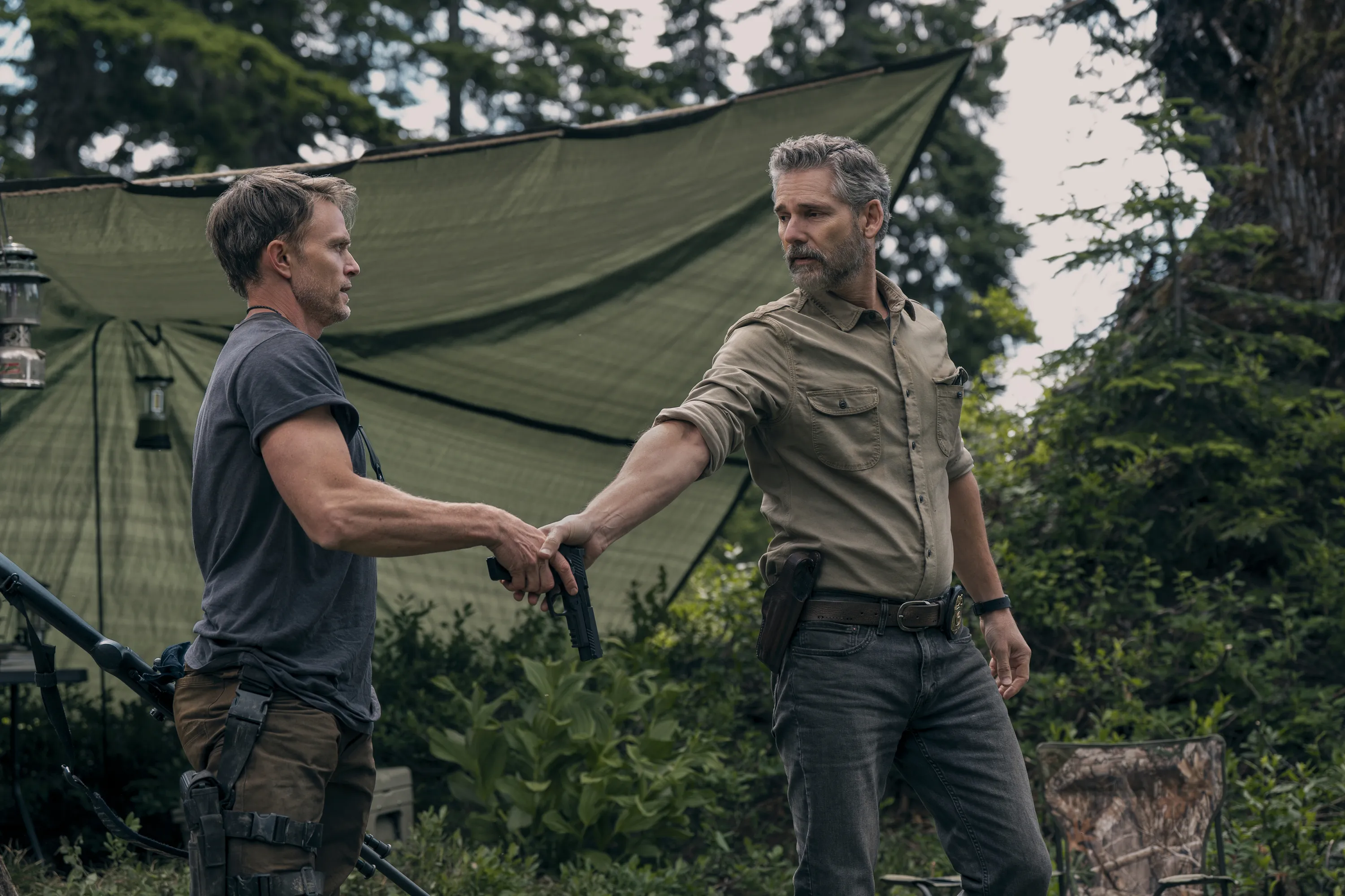 | (L to R) Wilson Bethel as Shane Maguire, Eric Bana as Kyle Turner in Untamed.