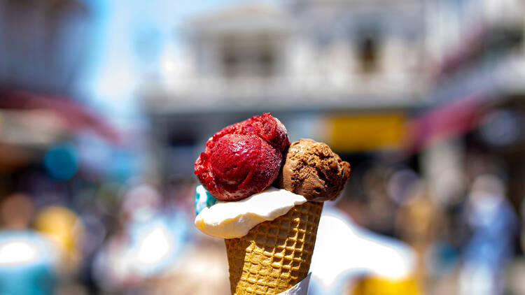 Cold ice cream on a hot day