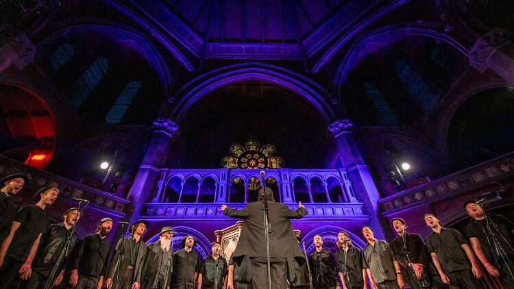 A choir singing in a church