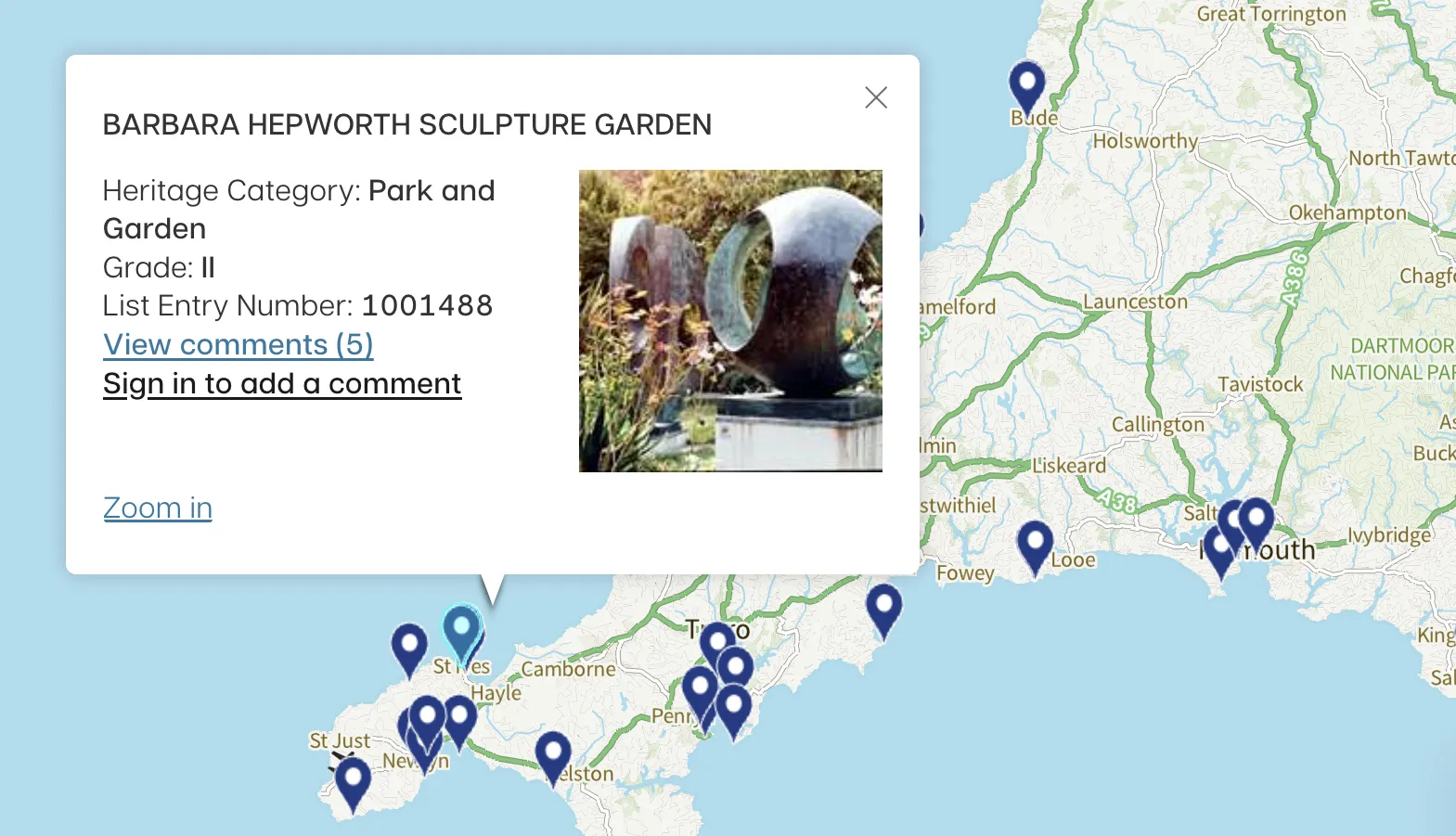 Historic England interactive map of coastal landmarks