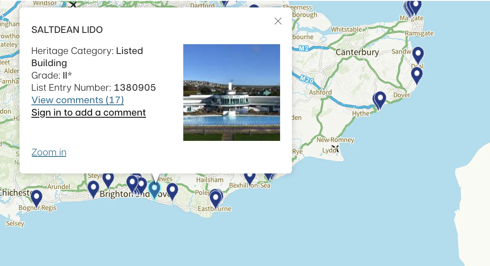 Historic England interactive map of coastal landmarks