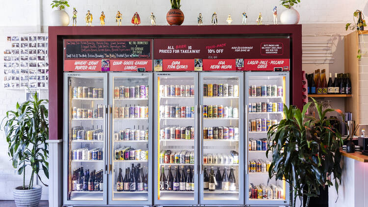 The beer fridge at Benchwarmer.