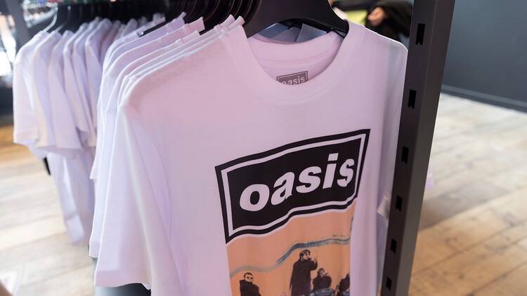Oasis t shirt, official merchandise in Manchester, UK