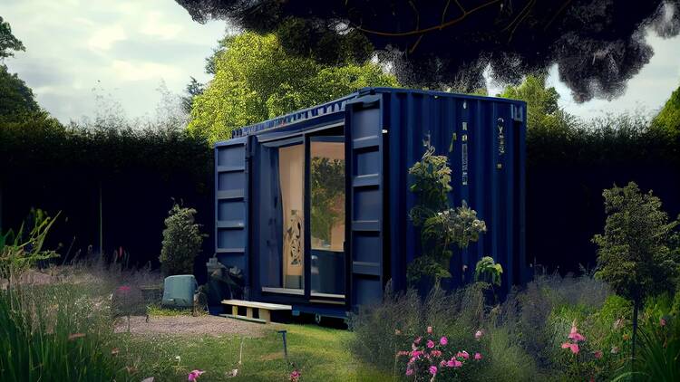 Container home in backyard