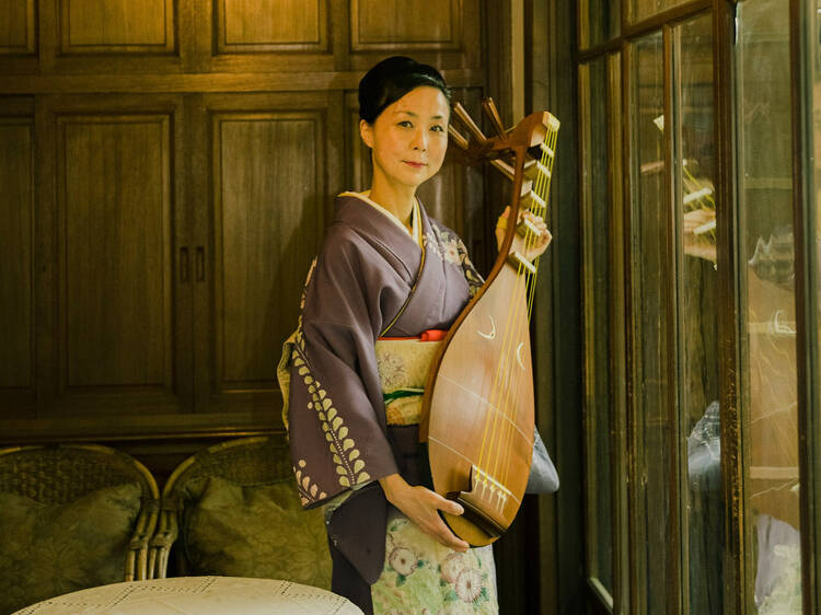 Nobuko-san with biwa