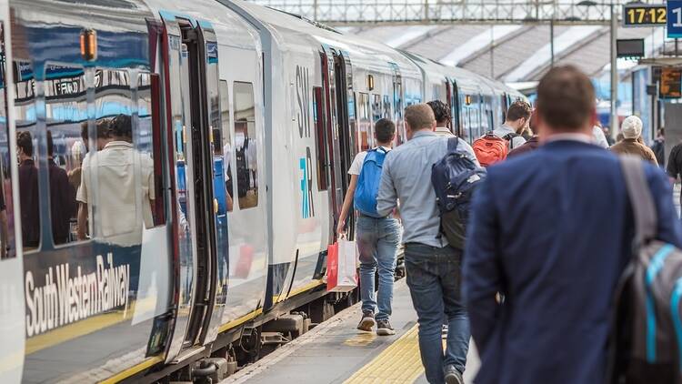 South Western Railway Train at Waterloo station in London