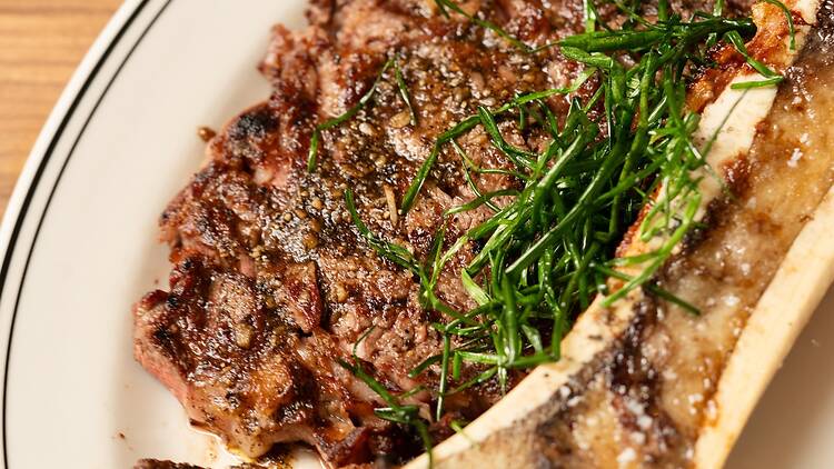 Rib eye dish with bone marrow