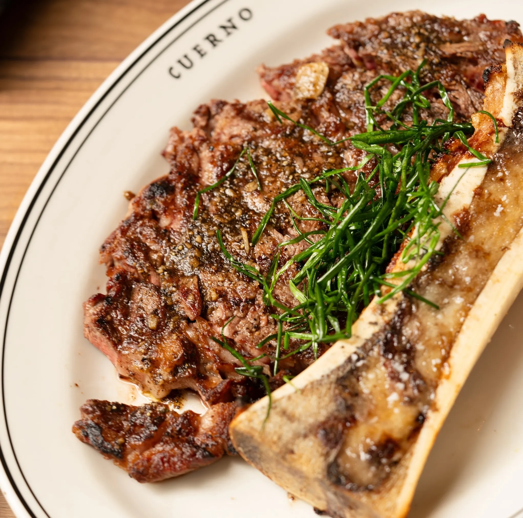 Rib eye dish with bone marrow