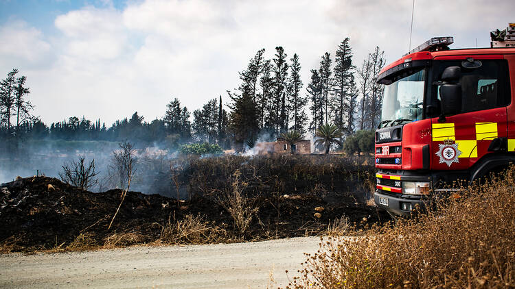A fire truck in Limassol, Cyprus