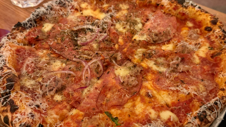 A quality beast pizza at Pizza Bros