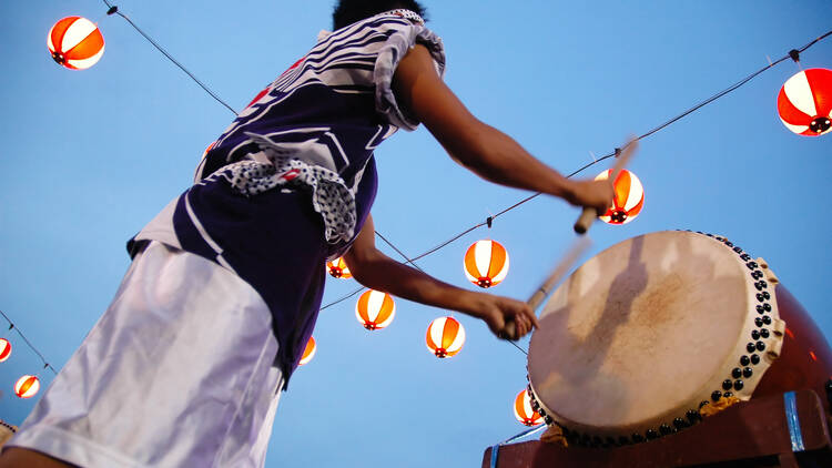 A bon odori drummer