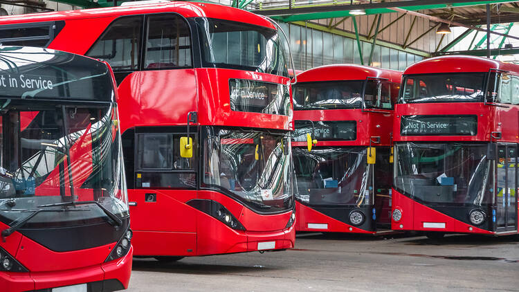 A bus garage in Hackney, east London