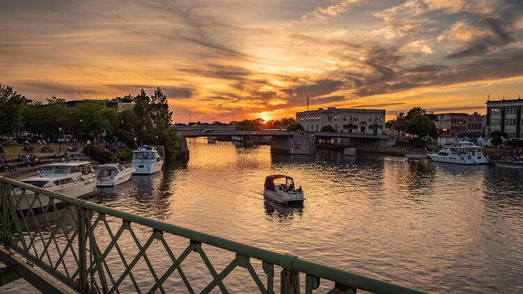 1164663232; Sunset over North Tonawanda close to the west end of the Erie Canal. Tonawanda, New York,