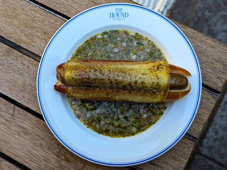 Have a hotdog at The Hound