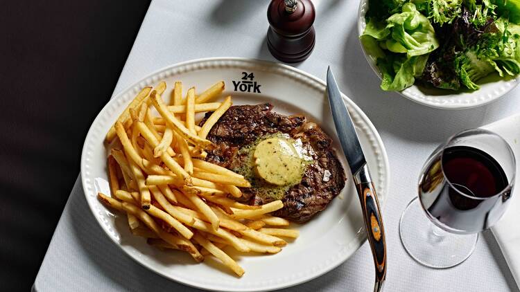 Steak frites at 24 York 