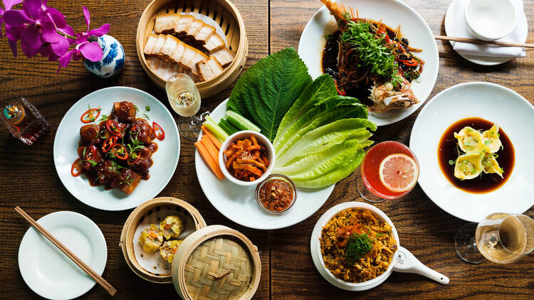 Spread of food from Diana's banquet menu