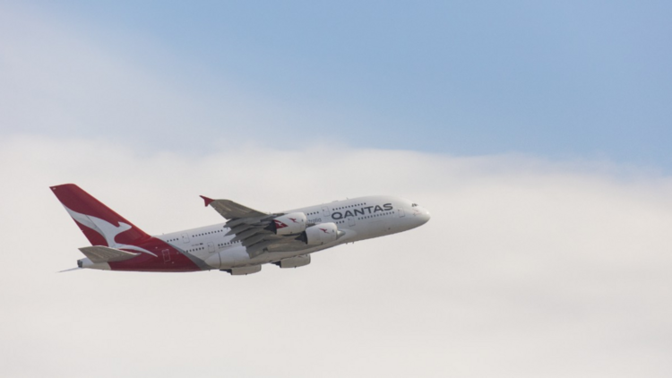 Qantas plane in flight
