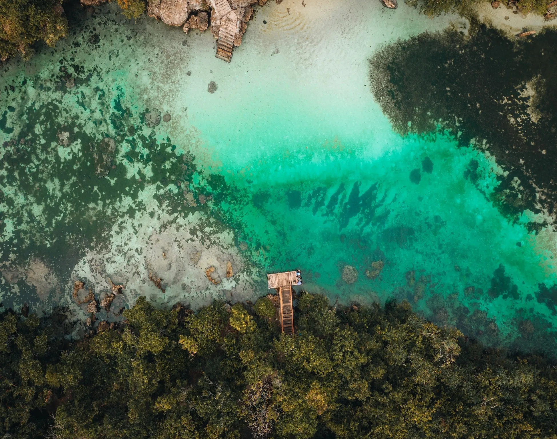 Aerial drone view of weekuri Waikuri lagoon, Sumba Island, Indonesia