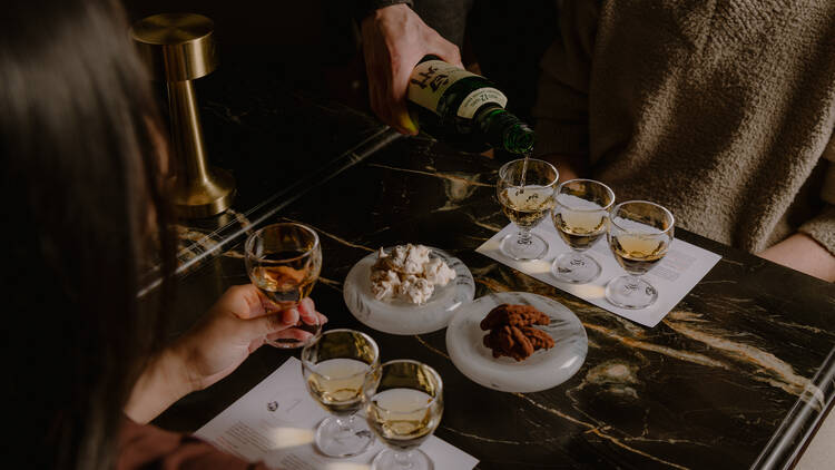 Pouring a whiskey flight