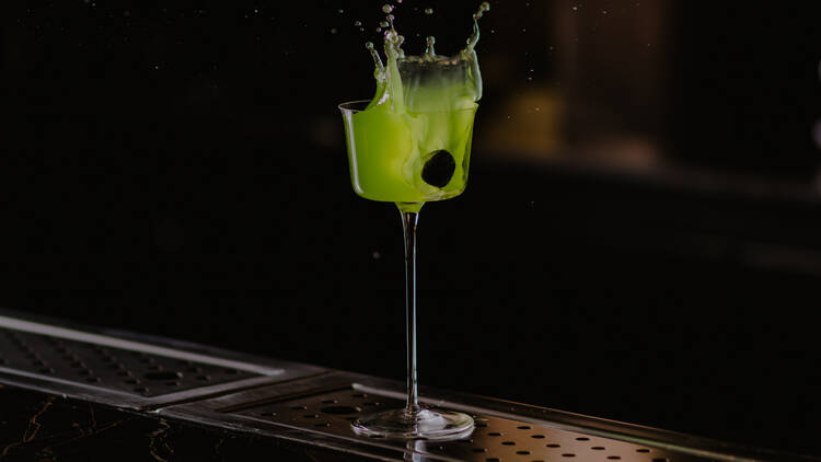 A cocktail splashing