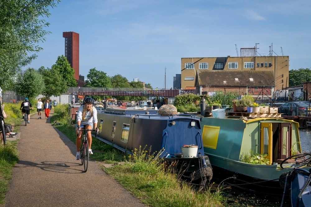 Cyclist at Hackney Wick, London