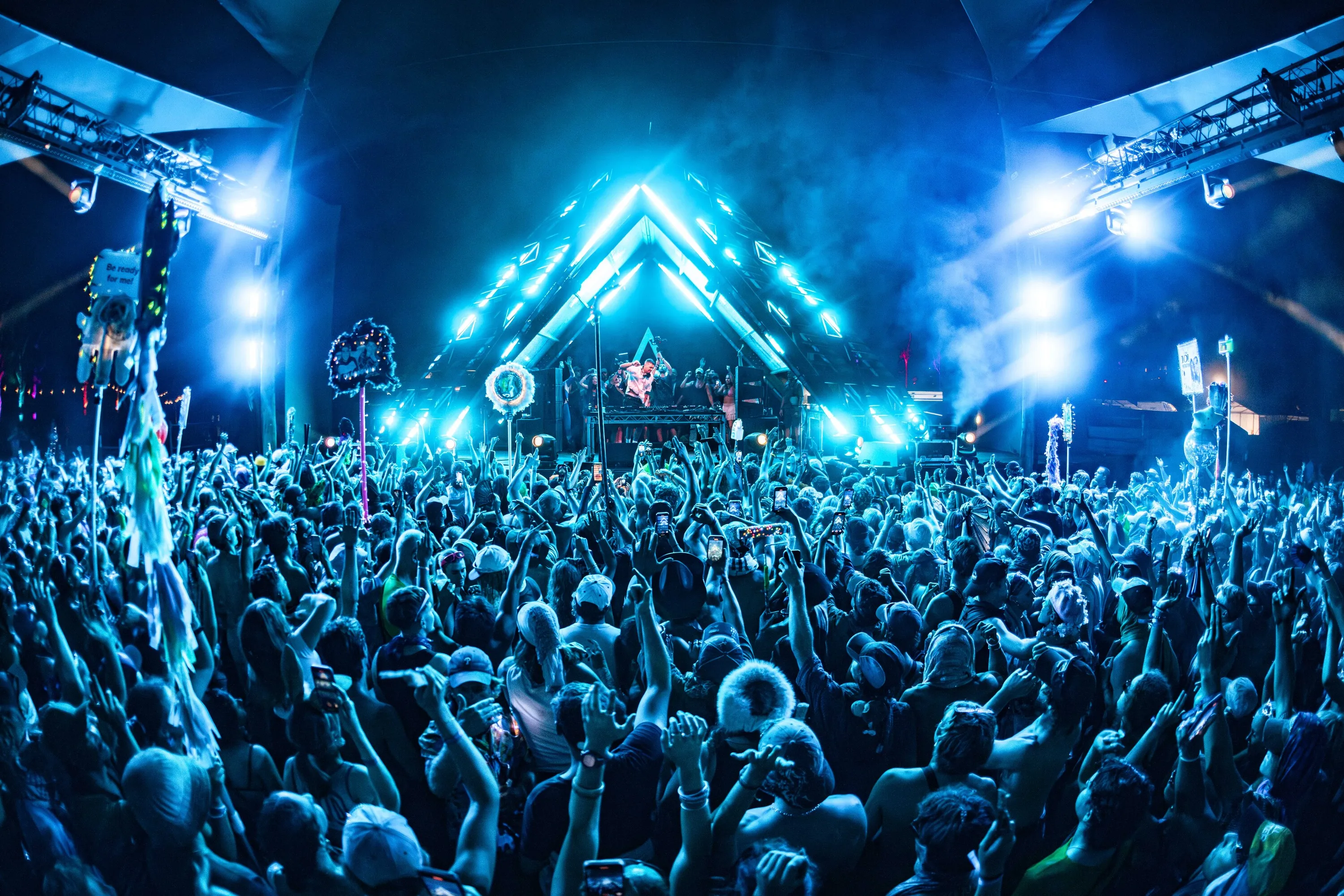 Festival crowd at night