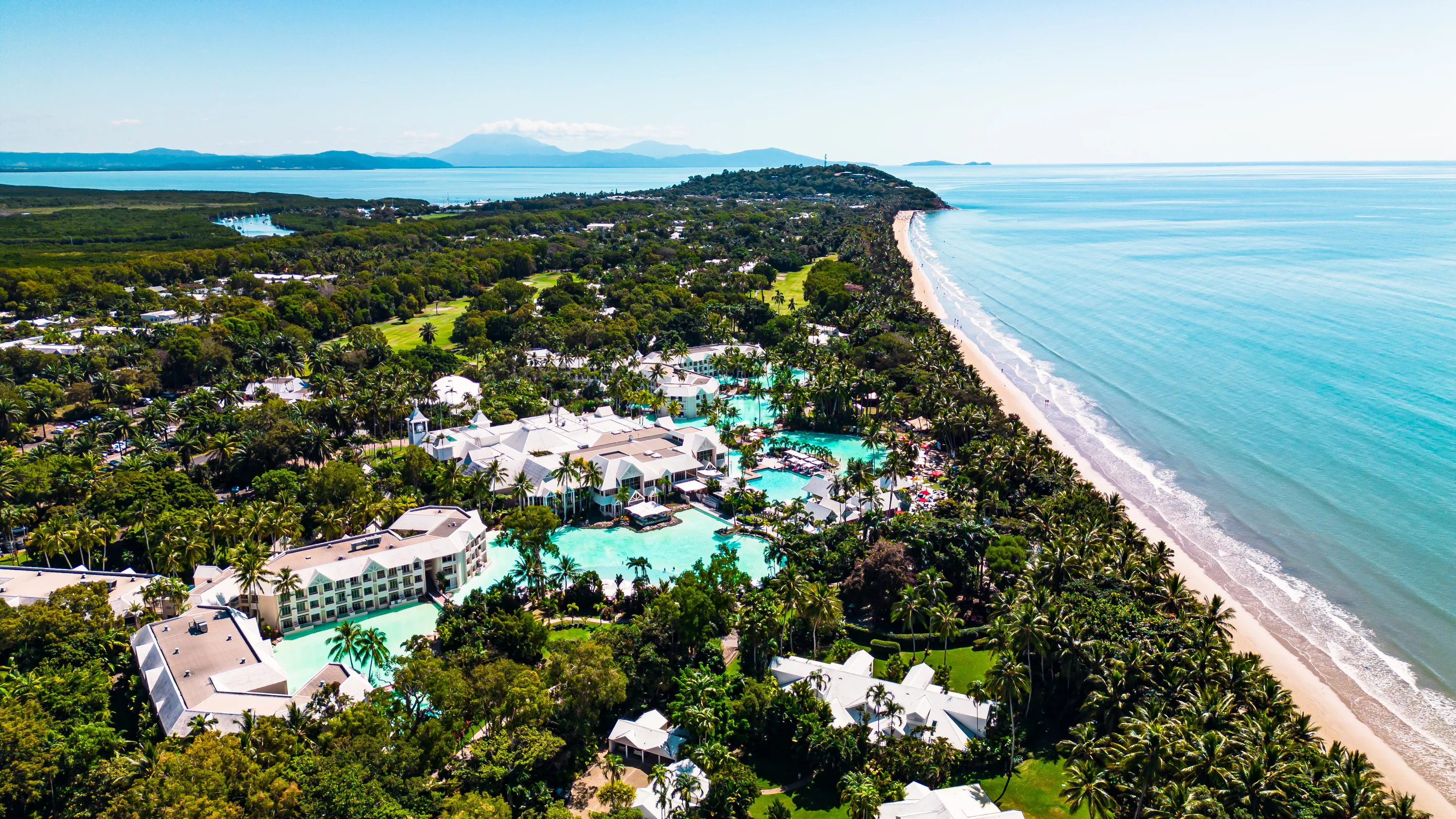 Aerial of beachside hotel