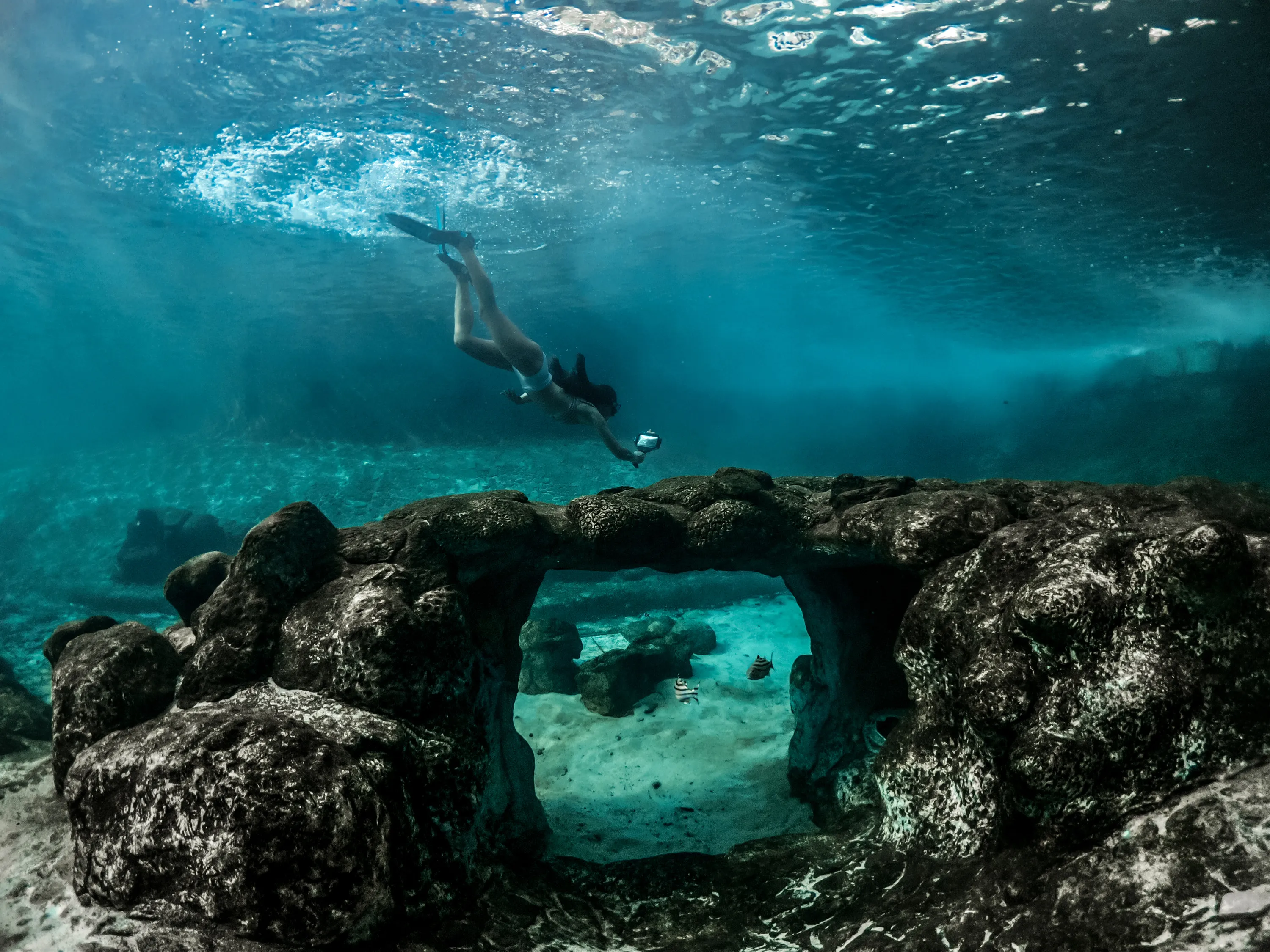 Underwater lagoon with snorkeller