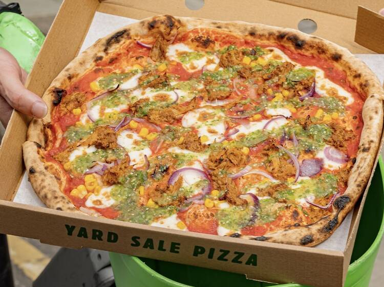 Yard Sale has collaborated with Lime bikes for a special green pizza