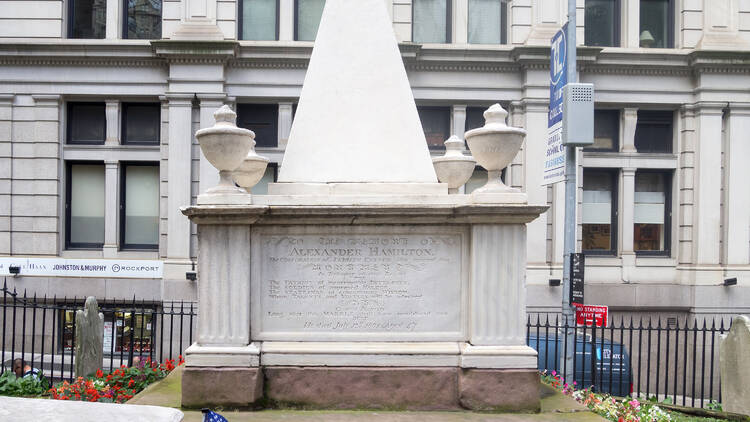 The grave of Alexander Hamilton at the Trinity Church Cemetery in New York City
