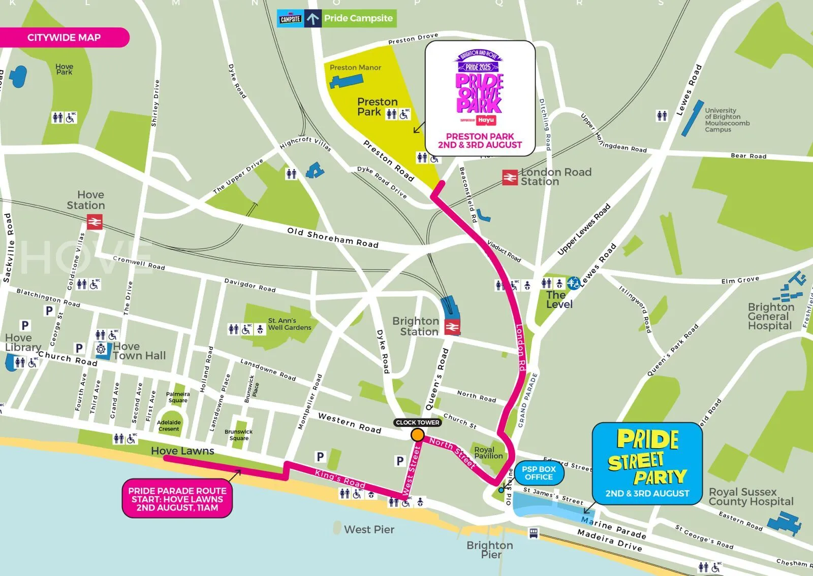 Brighton pride parade map