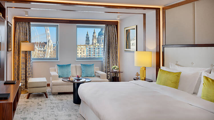 One of the bedrooms of Hotel Kempinski in Budapest, Hungary