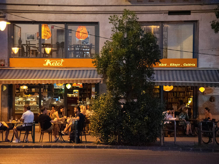 The exterior of Kelet in Budapest in the evening   