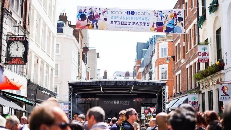 Ronnie Scott’s street party on Frith Street, Soho Ronnie Scott’s street party on Frith Street, Soho