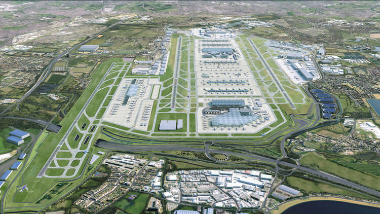 CGI of Heathrow Airport expansion (including runway and all terminal infrastructure)