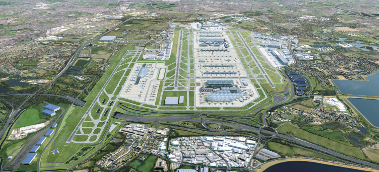 CGI of Heathrow Airport expansion (including runway and all terminal infrastructure)